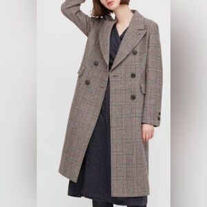 UNIQLO Ines De La Fressange - Women's Plaid Double-Breasted Coat